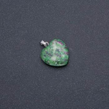 Heart Pendant Natural Stone Zoisite 19x19x26mm (+-)