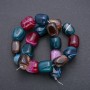 Colored agate beads on fishing line, faceted rectangular (slab) shape, 20x15 mm, length 38 cm (+/-)