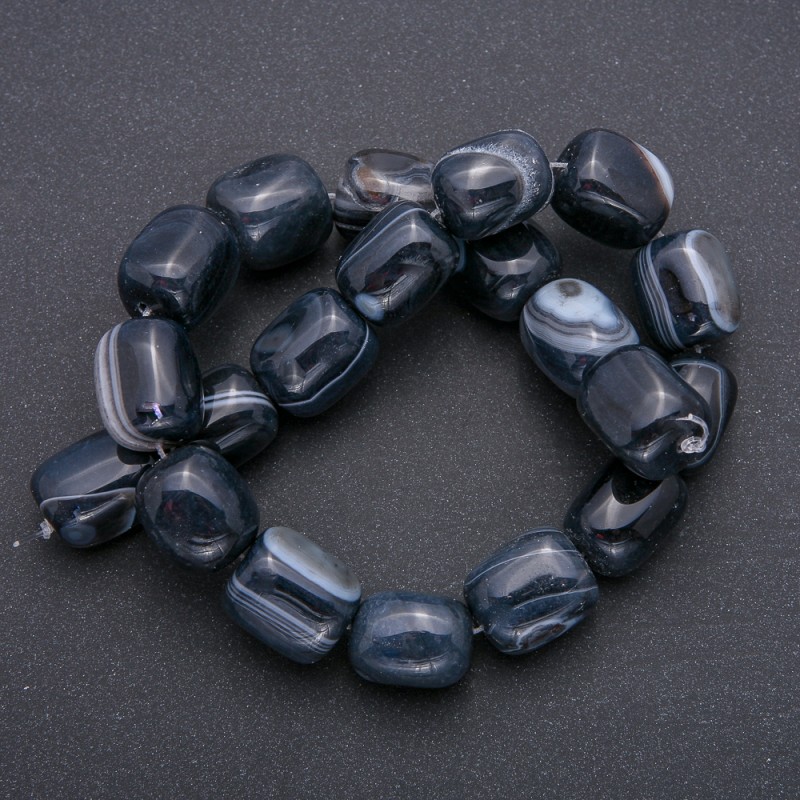 Beads on Fishing Line of Natural Stone Agate Tumbled Bar, diameter 20x15mm, length 38cm (+ -)