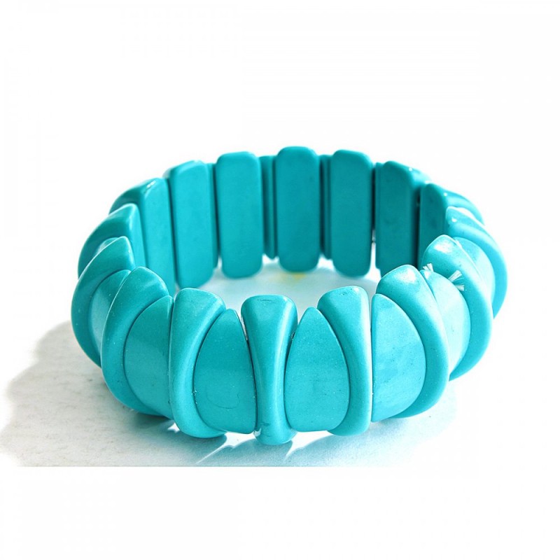 Turquoise (Synthetic) Bracelet on Elastic Band, Smooth Rondelle, Diameter 6x4mm+/-, Length 18cm+