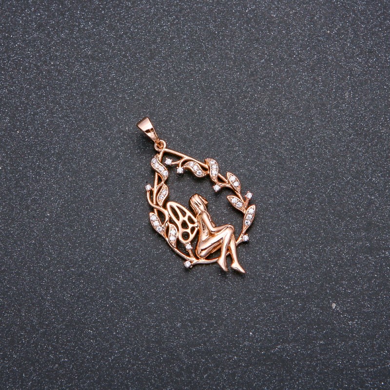 Xuping Pendant, 18k Gold Plating with White Rhinestones, 37x31x20mm +