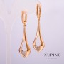 Xuping Earrings, 18K Gold Plated with White Rhinestones, 55x18x14mm +