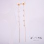 Xuping Earrings, 18K Gold Plated with White Stones, 5mm Diameter, 109mm Length +