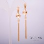 Xuping Earrings 18K Gold Plated with White Stones, 80mm+ Length
