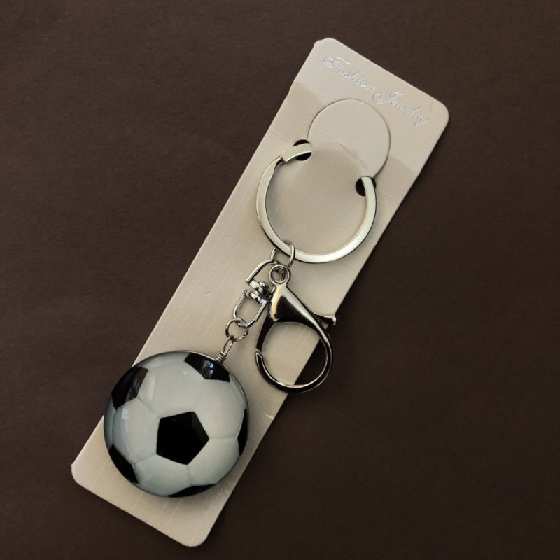 Keychain Sport 3D Soccer Ball white, silvery metal, length 10 cm