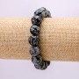 Natural Stone Bracelet, Snowflake Obsidian "Apache Tears", smooth round beads, diameter 12(+-)mm, length 18cm