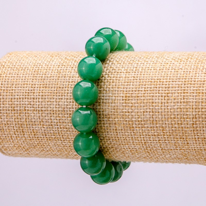 Natural Stone Bracelet Jade, smooth round beads, diameter 12(+-)mm, length 18cm