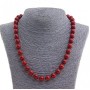 Natural Stone Necklace Red Jasper, smooth round beads, diameter 8mm, length 49cm +