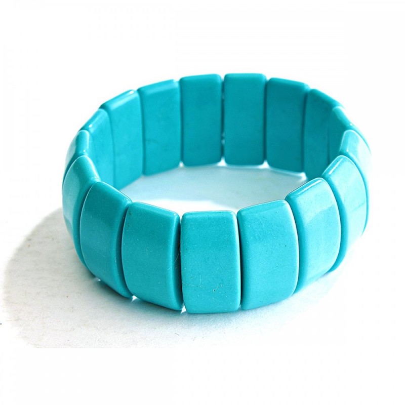 Pressed Turquoise Bracelet, Link Style, Diameter 25x12mm+/-, Length 18cm (Stretch)