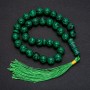 Natural Malachite Prayer Beads, 33 Beads, Smooth Round, Diameter ~12mm, Malachite Accent Bead