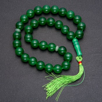 Natural Chrysoprase Prayer Beads, 33 Beads, Smooth Round, Diameter ~12mm, Chrysoprase Accent Bead