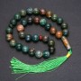 Natural Stone Prayer Beads, Green Jasper, 33 Beads, Smooth Round, 12mm Diameter +/- Green Jasper Accent Bead