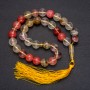 Natural Stone Prayer Beads, Chalcedony, 33 Beads, Smooth Round, 12mm Diameter +/- Chalcedony Accent Bead
