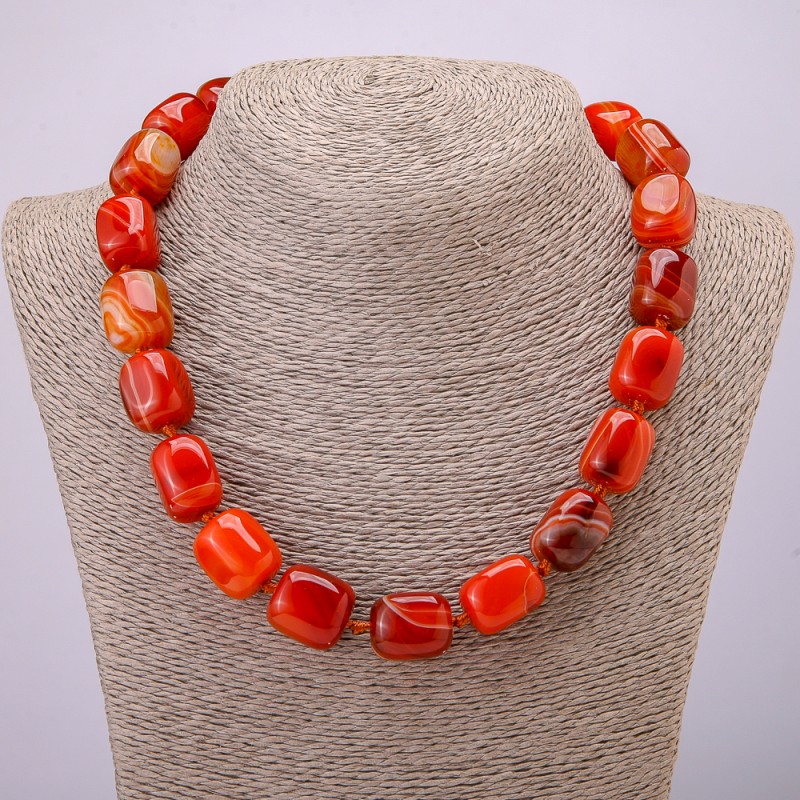 Carnelian Bead Necklace, Carnelian Bar 19x15mm, length 45cm +