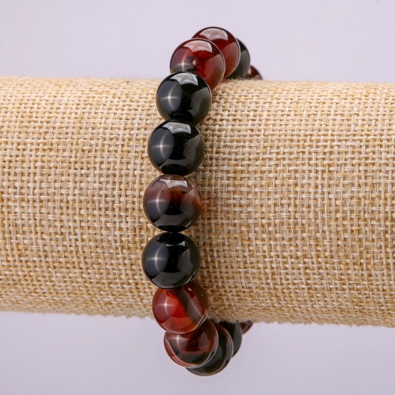 Elastic Carnelian Bracelet with Smooth 12mm Beads, 18 cm circumference +