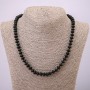 Synthetic Shungite Necklace, smooth rondelle, diameter 8x5mm+/-, length 45mm +