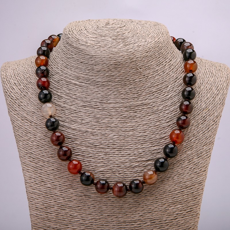 Natural Carnelian Necklace, Smooth Round Beads, 12mm Diameter, 45cm Length+