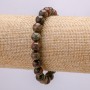 Elastic Bracelet with Natural Picasso Jasper, 18cm Circumference, Smooth Round Beads, 8mm+ Diameter
