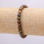 Elastic Bracelet with Natural Picasso Jasper Stone, 18cm Circumference, Smooth Bead, 6mm Diameter +