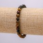 Elastic Bracelet with Natural Stones: Tiger Eye, Bull's Eye, Hawk's Eye, 18 cm, smooth beads 6 mm