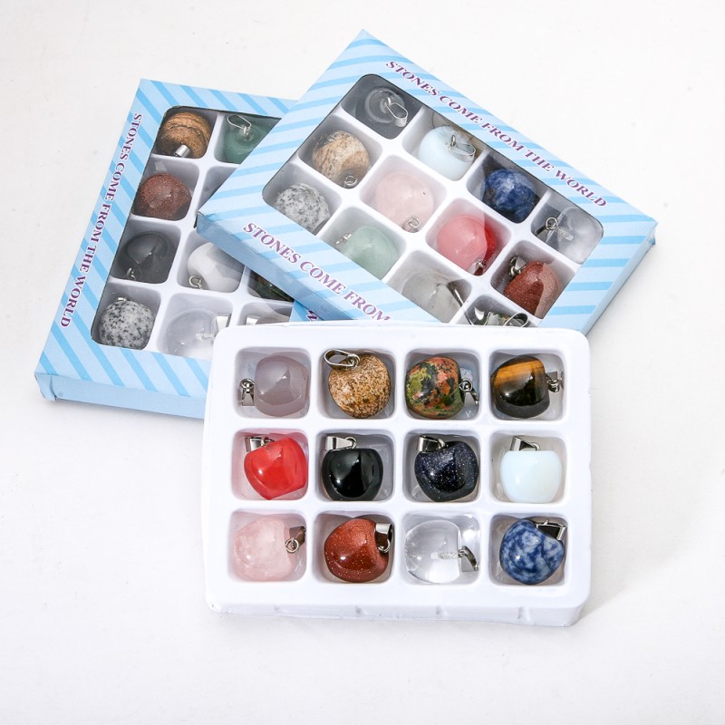 Pendant Set "Rejuvenating Apples" 12 pcs, Natural Stone Assorted 1, 7x2cm