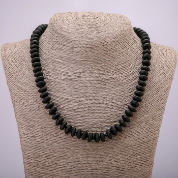 Shungite Necklace (Synthetic), Smooth Rondelle, 10x4.5mm Diameter, 45cm Length +