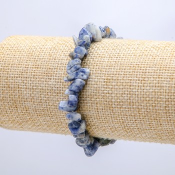 Natural Sodalite Stone Bracelet on Elastic Band, chip-8mm+/-, circumference-18cm