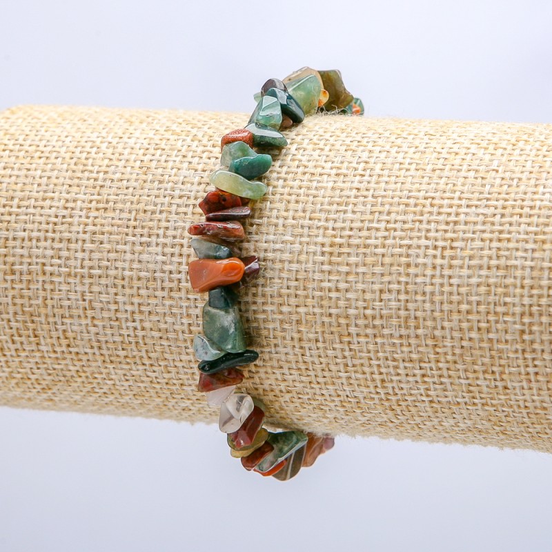 Natural Multicolor Jasper Stone Bracelet on Elastic Band, chip 8mm+