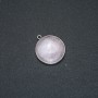 Rose Quartz Pendant in Silver-Tone Setting, diameter 26mm+
