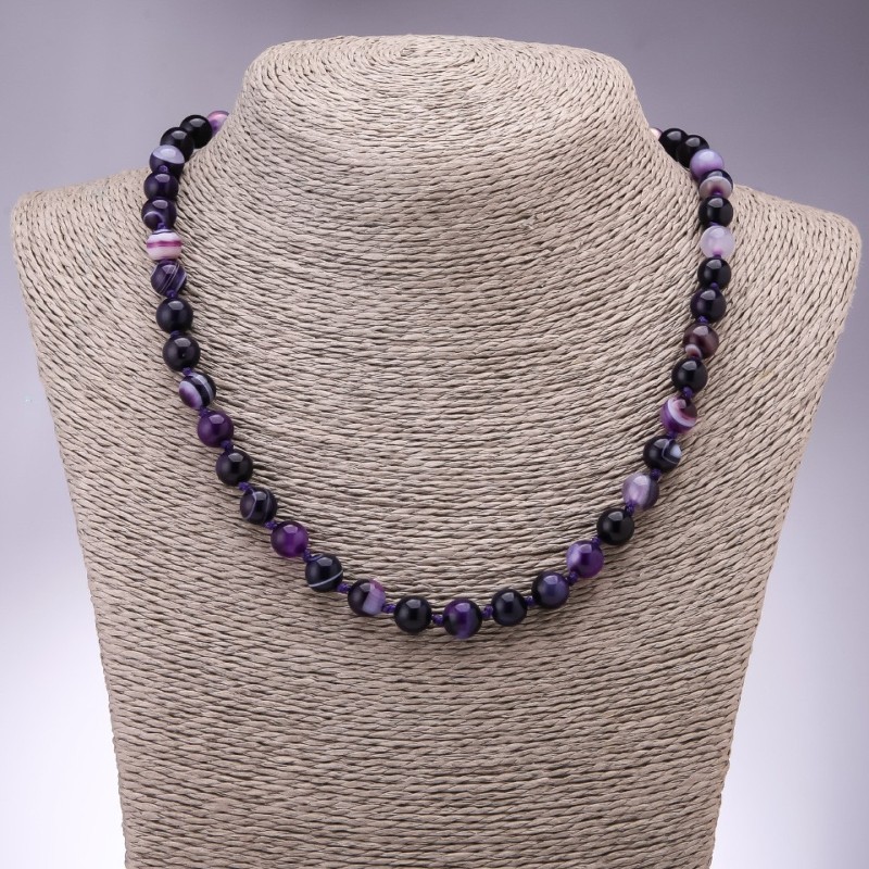 Purple Agate Smooth Round Bead Necklace, diameter 8mm, length 45cm+