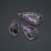 Natural Amethyst Pendant in a Silver-Tone Setting, 42x20mm+