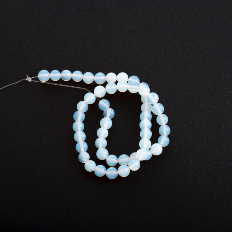 Beads on Thread Moonstone (Imitation), Smooth Round Beads, Diameter 8mm +/-, Length 36cm+