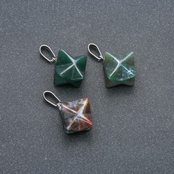 Moss Agate Merkaba Pendant 10x10mm