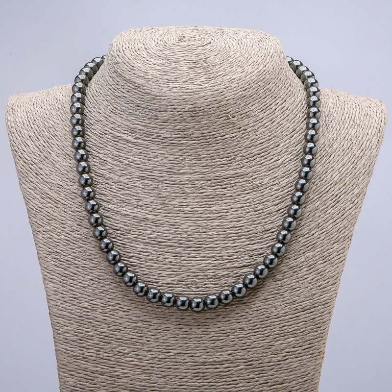 Hematite Bead Necklace with Smooth Round Beads, diameter 8mm±, length 45cm±