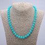 Aquamarine Natural Stone Necklace, Smooth Round Beads, 8mm +/-, 45cm