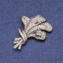 Clearance! Flower Brooch with Rhinestones, Silver-Tone Metal, 46x64mm