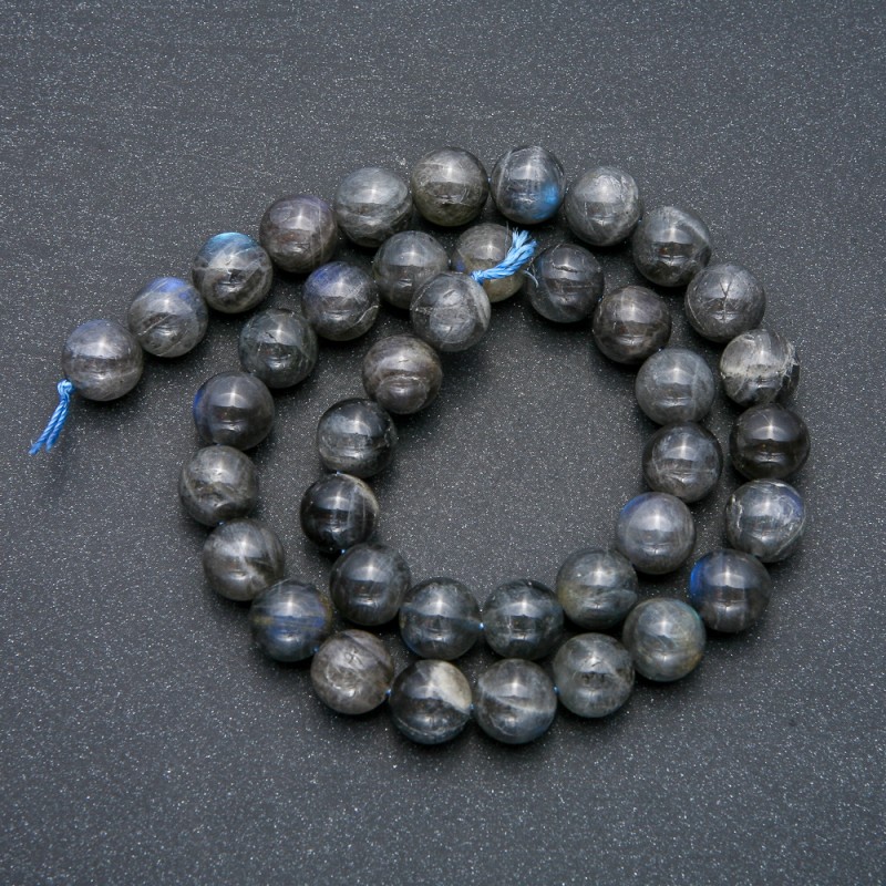 Labradorite Natural Stone Smooth Round Beads on a Strand, 10mm Diameter +/-, 39cm Length +
