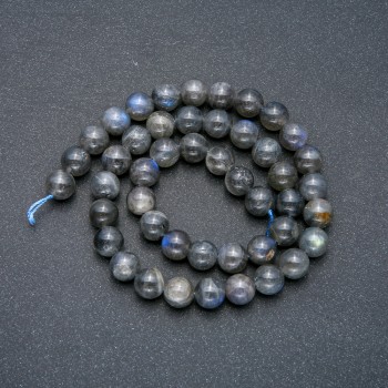 Labradorite Natural Stone Smooth Round Beads on a Strand, 8.5mm Diameter +/-, 39cm Length +