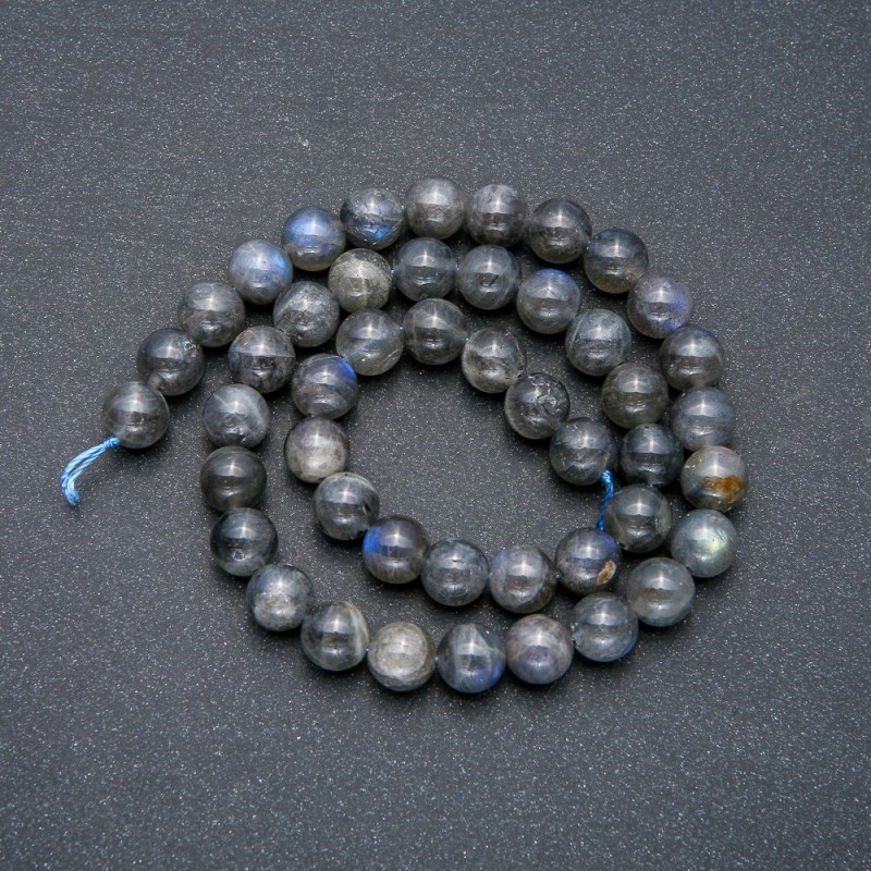 Labradorite Natural Stone Smooth Round Beads on a Strand, 8.5mm Diameter +/-, 39cm Length +