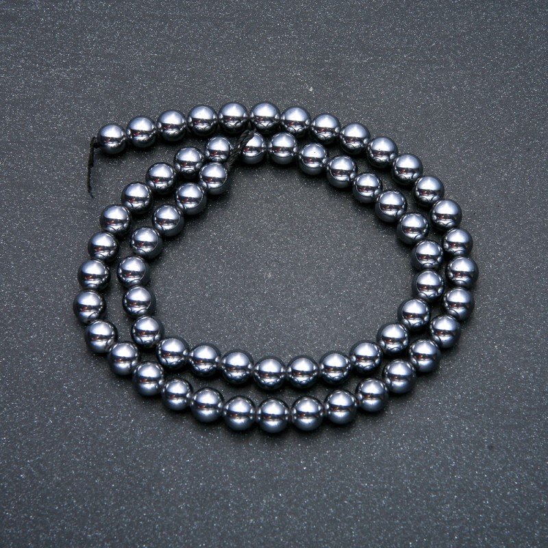 Terahertz Smooth Round Beads on a Strand, 8mm Diameter +/-, 39cm Length