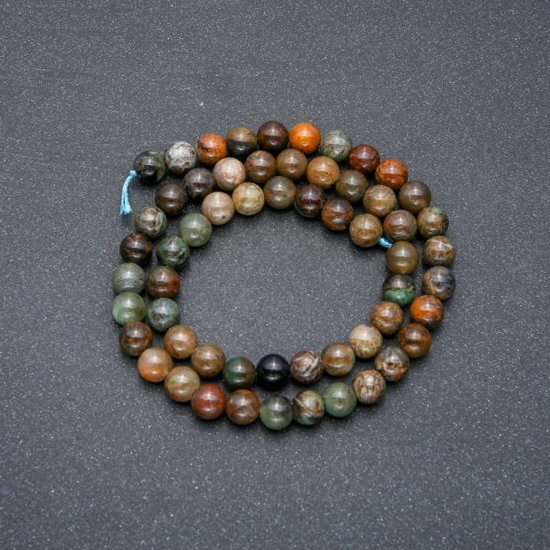 Green Jasper Natural Stone Smooth Round Beads on a Strand, 6mm Diameter +/-, 39cm Length