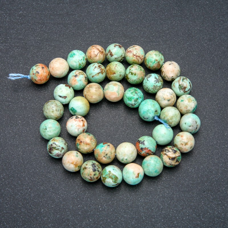 Beads on a Thread, Natural Amazonite Stone, Smooth Round, Diameter 10mm +/-, Length 39cm