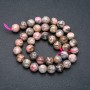 Beads on a Thread, Natural Rhodochrosite Stone, Smooth Round, 10mm Diameter +/-, Length 39cm