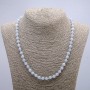 Necklace with Natural Aquamarine, Smooth Round, Diameter 6mm (+/-), Length 46cm+