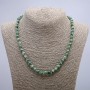 Necklace with Natural Moss Agate, Smooth Round, Diameter 6mm (+/-), Length 53-55cm+