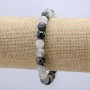 Natural Stone Bracelet on Elastic Band, Rutilated Quartz (Hair Quartz), diameter 8.5mm+/-, length 18cm+