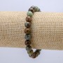 Natural Stone Bracelet on Elastic Band, Green Jasper Smooth Round Beads, diameter 8mm+/-, circumference 18cm