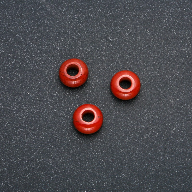 Pandora Bead natural stone Red Jasper 14x7mm, hole diameter 5.5 mm +