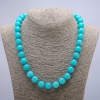 Natural Stone Necklace, Aquamarine Smooth Round Beads, diameter 12mm, length 48cm+