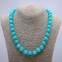 Natural Stone Necklace, Aquamarine Smooth Round Beads, diameter 12mm, length 48cm+